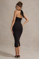 Black Halter-Neck Midi Dress